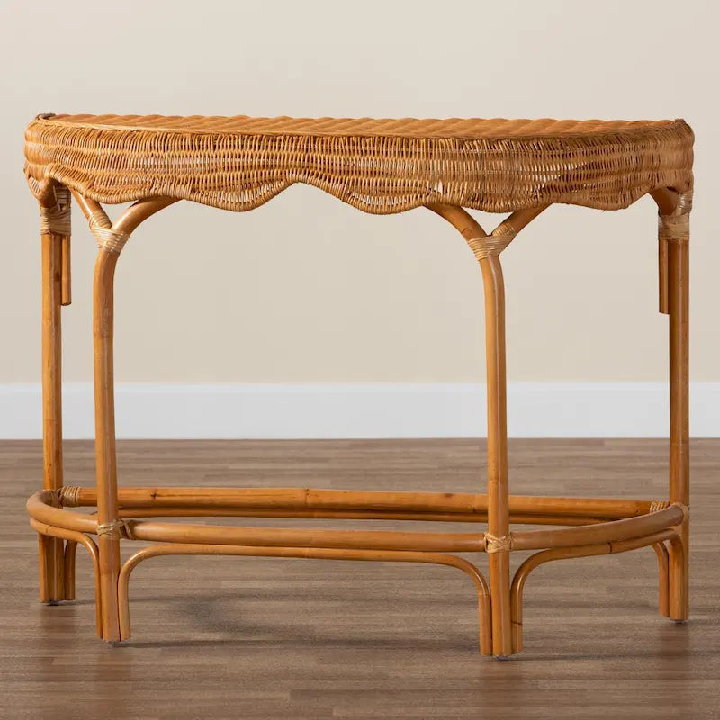 Table de commande en rotin marron naturel de style bohème moderne