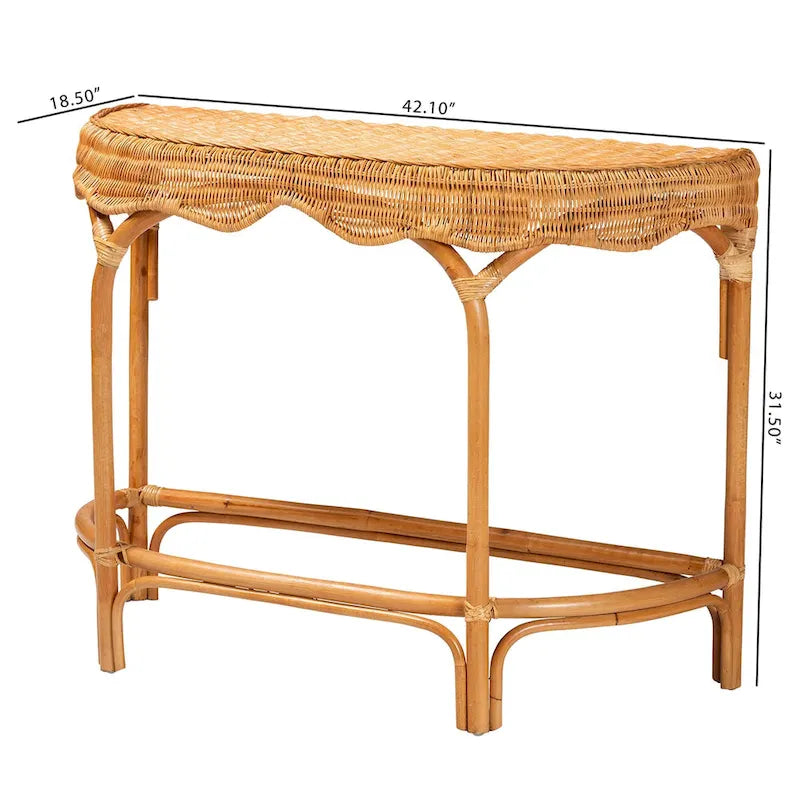 Table de commande en rotin marron naturel de style bohème moderne