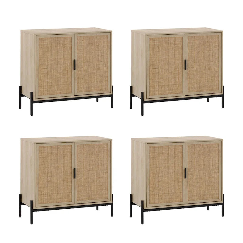 Meubles de rangement de style bohème pour entrée, buffets de cuisine, meubles TV ou armoires décoratives en rotin avec pieds en métal