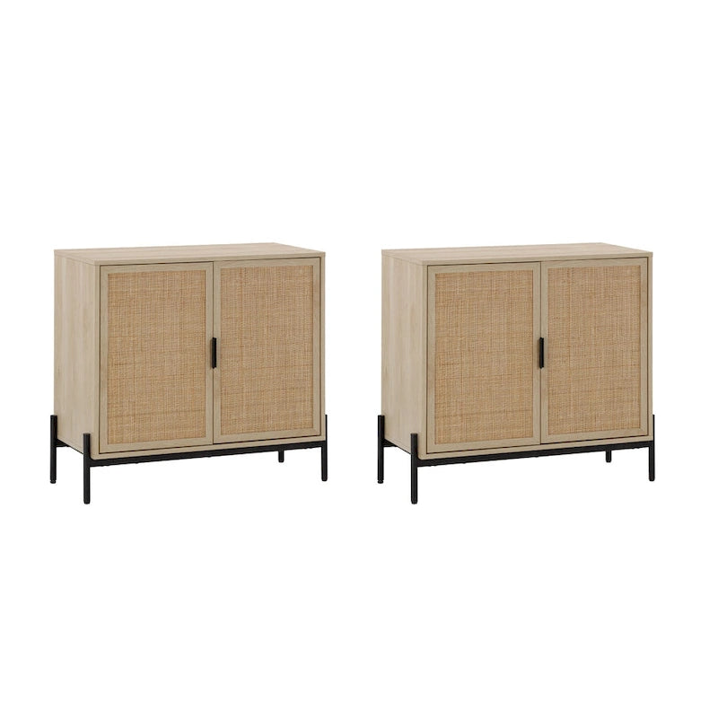 Meubles de rangement de style bohème pour entrée, buffets de cuisine, meubles TV ou armoires décoratives en rotin avec pieds en métal
