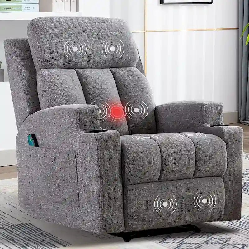 Fauteuil de massage inclinable avec fonctions de chauffage et de vibration, Canapé manuel