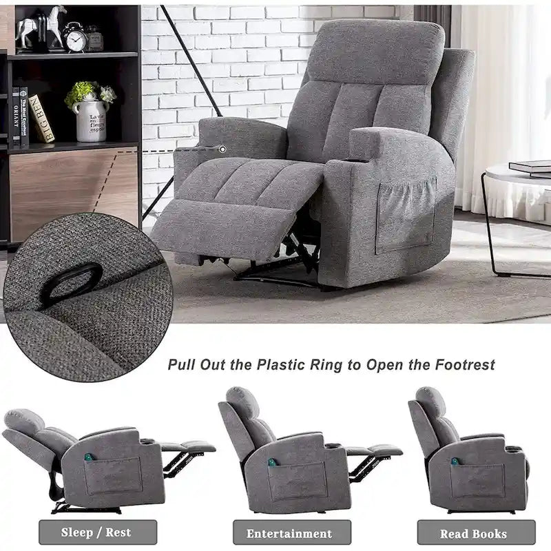 Fauteuil de massage inclinable avec fonctions de chauffage et de vibration, Canapé manuel