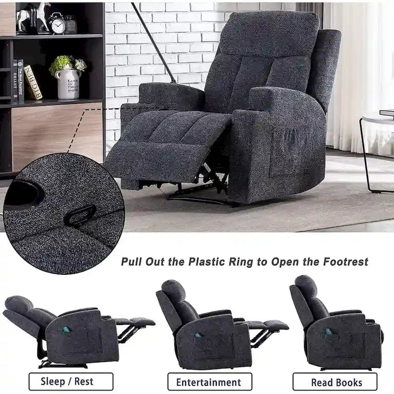 Fauteuil de massage inclinable avec fonctions de chauffage et de vibration, Canapé manuel