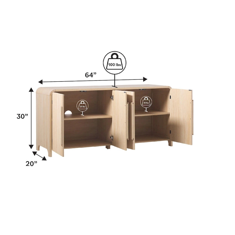 Buffet d'angle arrondi moderne de 162 cm