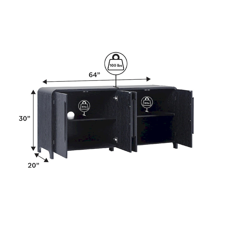 Buffet d'angle arrondi moderne de 162 cm