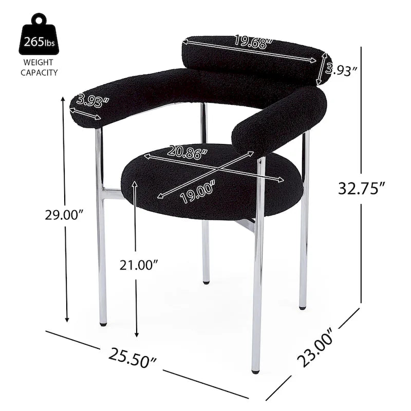 Fauteuil en tissu moderne avec pieds en métal